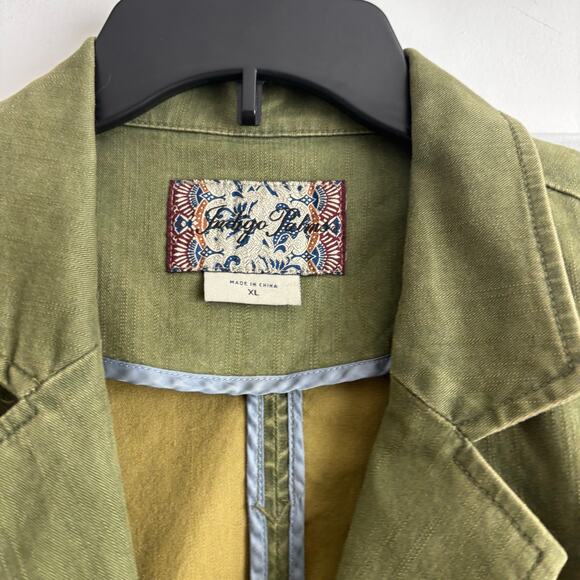 Indigo Palms Tommy Bahama Olive Green Stretch Twill Blazer Embroidered XL Boho - Picture 4 of 9